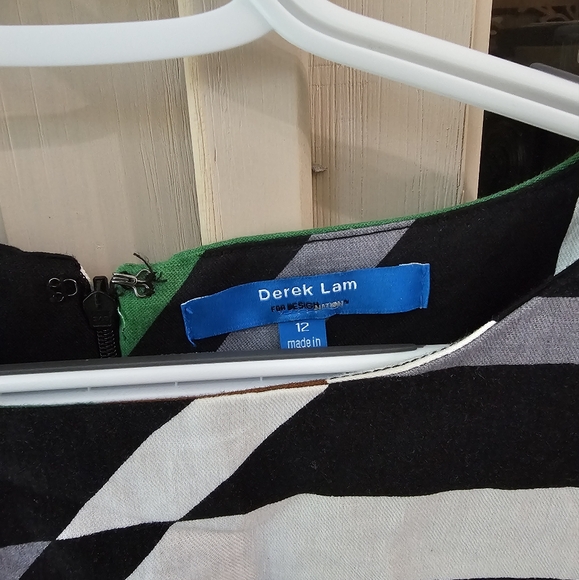 Derek Lam Linen Graphic Surf Parrot Colorblock Dress - Picture 7 of 11